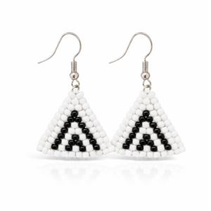 Black & White Beaded Triangle Earrings