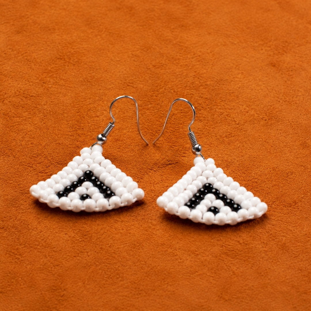Black & White Triangle Beaded Earrings